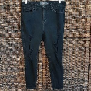 Torrid 14S Sky High Skinny Premium Stretch Distressed Ripped Jeans Black